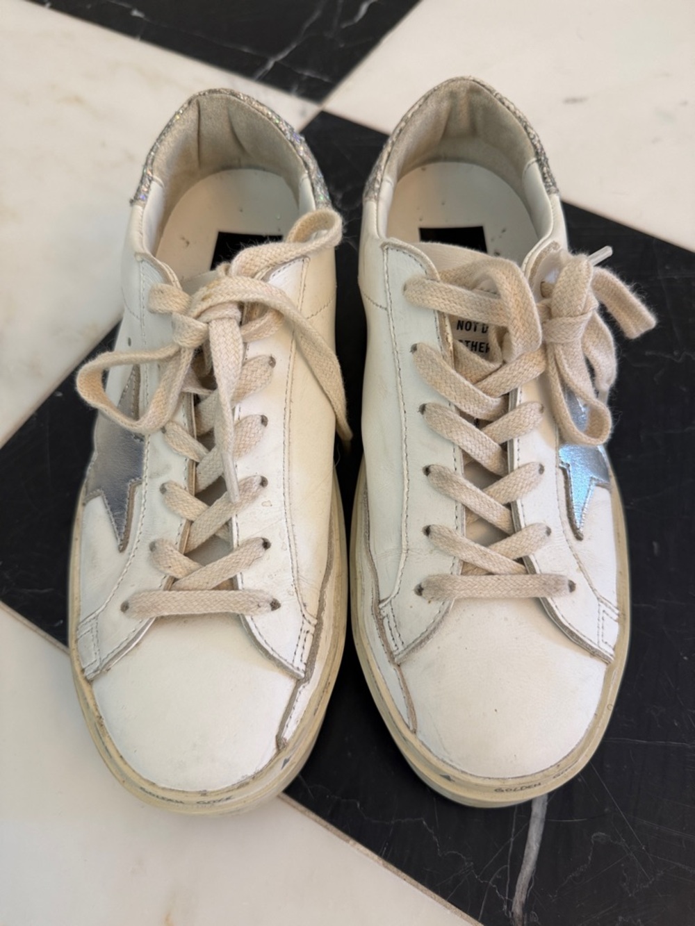 Golden Goose Hi Star White Sneakers with Silver Star